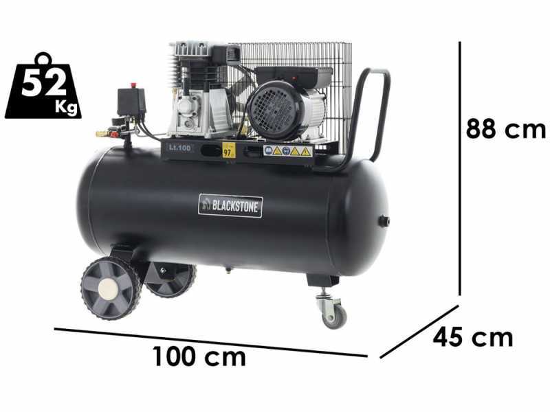 BlackStone B-LBC 100-20 elektrischer Luftkompressor mit Riemenantrieb- 2 PS Motor - 100 Liter