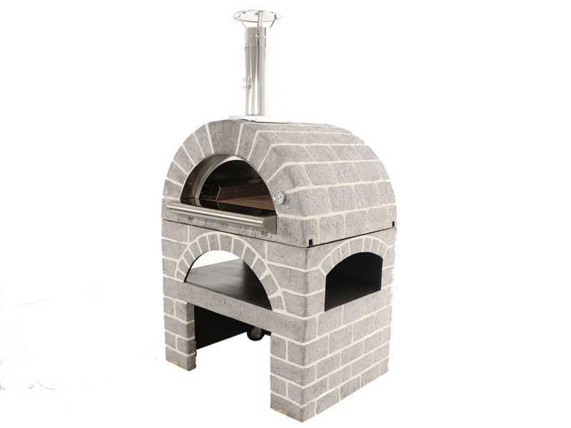 AgriEuro PULCINELLA STONE - Holzbackofen f&uuml;r den Au&szlig;enbereich - grau - 80X60 - 4 Pizzen