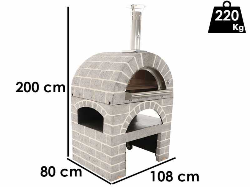 AgriEuro PULCINELLA STONE - Holzbackofen f&uuml;r den Au&szlig;enbereich - grau - 80X60 - 4 Pizzen