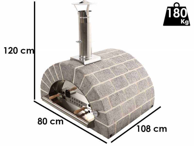 AgriEuro FAMILY STONE - Holzbackofen f&uuml;r den Au&szlig;enbereich - grau - 4 Pizzen - 80X60
