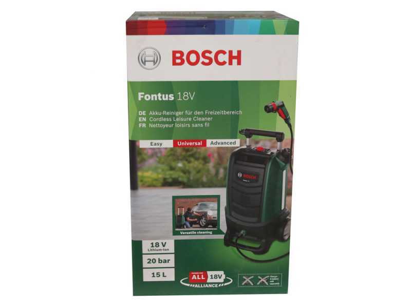BOSCH Fontus GEN 2 - Akku-Hochdruckreiniger - 20 bar - kompakt - 15 Liter Tank - 18V -  SOLO - OHNE AKKU UND LADEGER&Auml;T