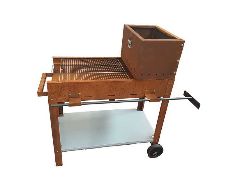BBQ-Grill FLIPPER f&uuml;r Holz und Holzkohle - 45x50 cm Grillrost - vollst&auml;ndig aus Cortenstahl