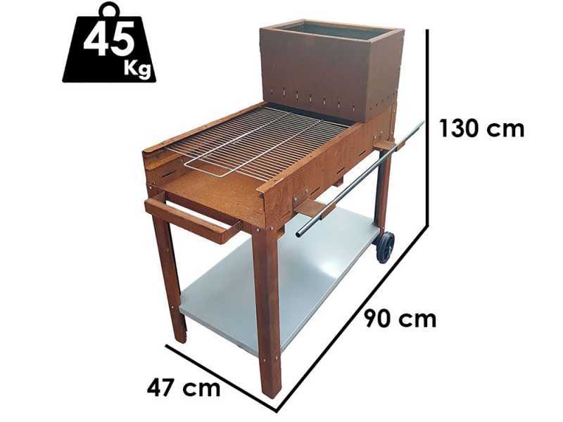 BBQ-Grill FLIPPER f&uuml;r Holz und Holzkohle - 45x50 cm Grillrost - vollst&auml;ndig aus Cortenstahl