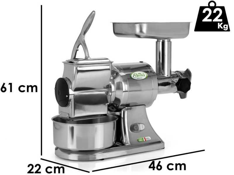 Elektrischer Fleischwolf FAMA TG12 - mit integrierter Hartk&auml;sereibe - Gusseisen-Schneideeinheit - einphasig- 1,0 PS/230V