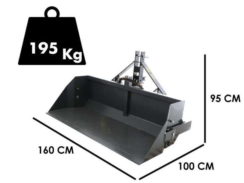 Hydraulische Heckschaufel BlackStone B-PAL H 160 f&uuml;r Traktoren - 160 cm - 700 Kg Nutzlast