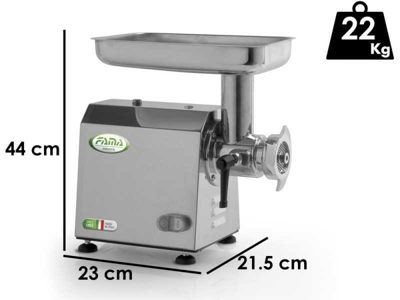 FAMA TI12 - Elektrischer Fleischwolf  - Geh&auml;use und Schneideeinheit aus Edelstahl - 230V