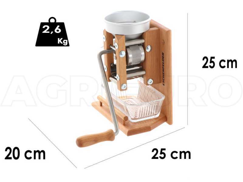 Flockenquetsche Eschenfelder Wandmodell mit Aluminiumtrichter mit Edelstahlwalzen