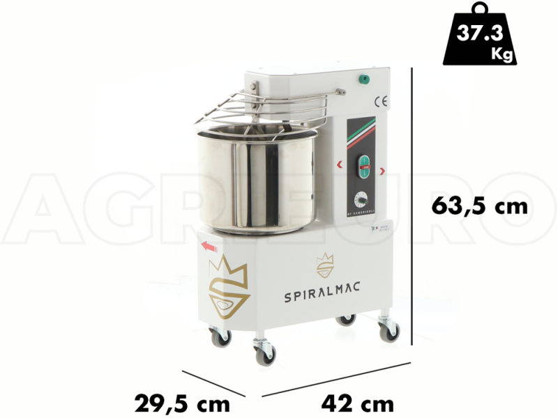 Spiralkneter SPIRALMAC SV8 ROYAL HH - mit 10 Geschwindigkeitensstufen - 8 Kg - hohe Hydratation