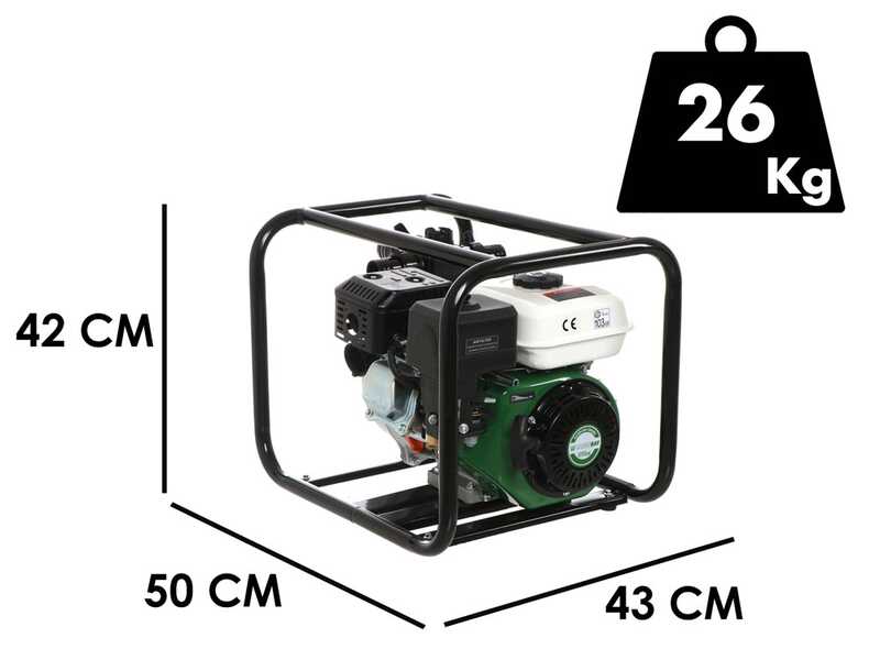 Benzin Wasserpumpe Greenbay GB-HPWP 50 - Anschl&uuml;sse 50/40/40 mm - hohe F&ouml;rderh&ouml;he