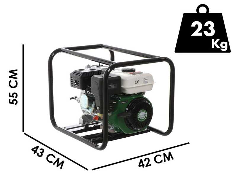 Benzin-Motorpumpe Greenbay GB-TWP 50 - F&uuml;r Schmutzwasser - mit 50 mm Anschl&uuml;ssen