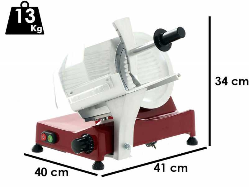 FAC S220 Rot - Aufschnittmaschine - 220 mm Klinge - mit Schleifaufsatz - 185W