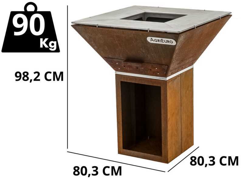 Holzkohlegrill COLORADO - 80x80 cm Grillrost - Geh&auml;use komplett aus Corten