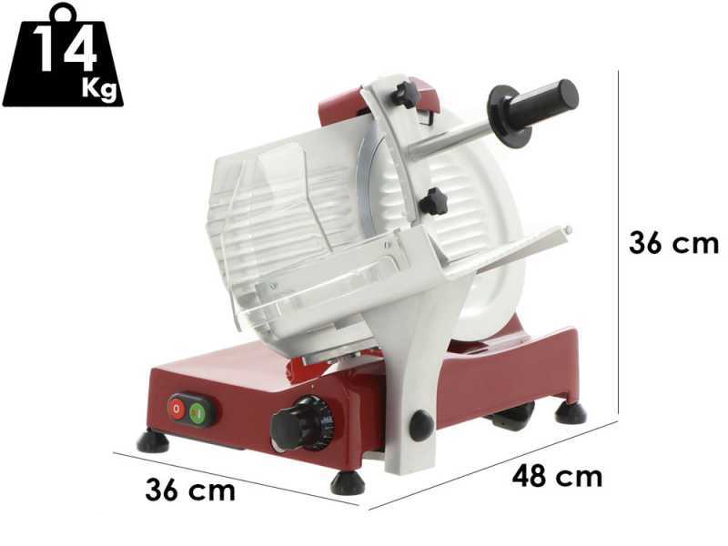FAC F 250 R Rot - Aufschnittmaschine mit Messer 250 mm - fester Sch&auml;rfaufsatz