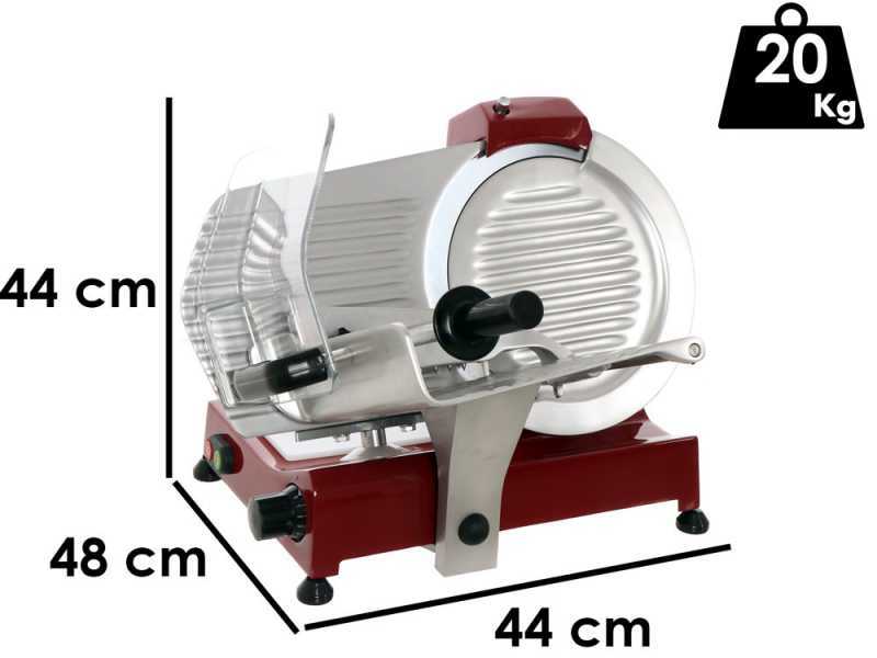 FAC F 300 R ROT - Schwerkraft-Aufschnittmaschine  - Messer 300 mm - aus lackiertem Aluminium