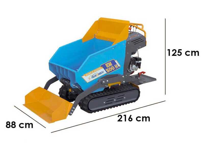 Raupendumper EuroMech EM500H-Dump &amp; Shovel - 500 kg Dumper Mulde mit hydraulischem Kippsystem mit Schaufel