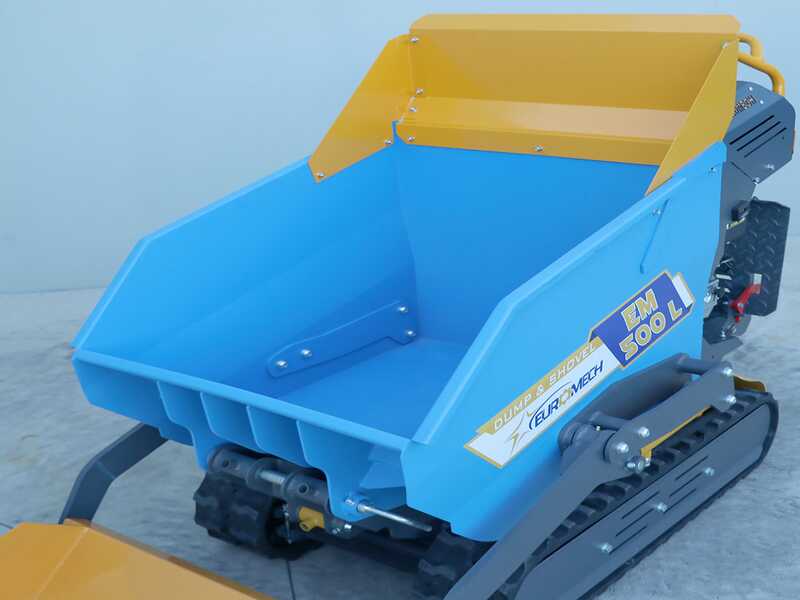 EuroMech EM500L Dump &amp; Shovel &ndash; Raupendumper mit hydraulischer Kippmulde und Schaufel 500 kg &ndash; Hydrostatischer Antrieb