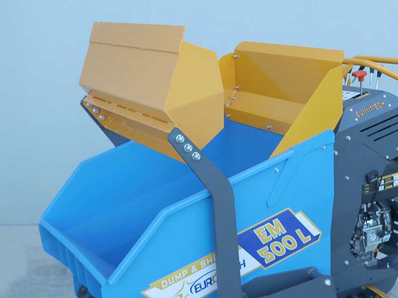 EuroMech EM500L Dump &amp; Shovel &ndash; Raupendumper mit hydraulischer Kippmulde und Schaufel 500 kg &ndash; Hydrostatischer Antrieb