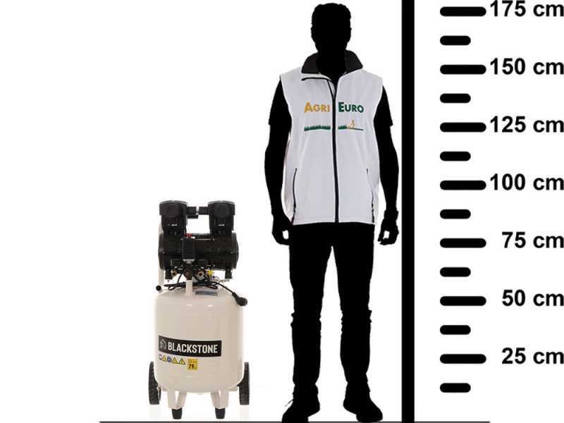 Kompressor Blackstone V-SBC50-15 mit 1,5 PS Motor - leise, oilless - mit senkrechtem 50 l Tank