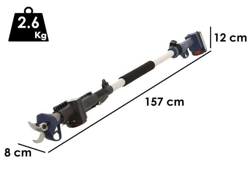Akku-Baumschere BullMach ARTEMIS 40 - mit Verl&auml;ngerungsstange von 1,5 bis 2,1 Meter
