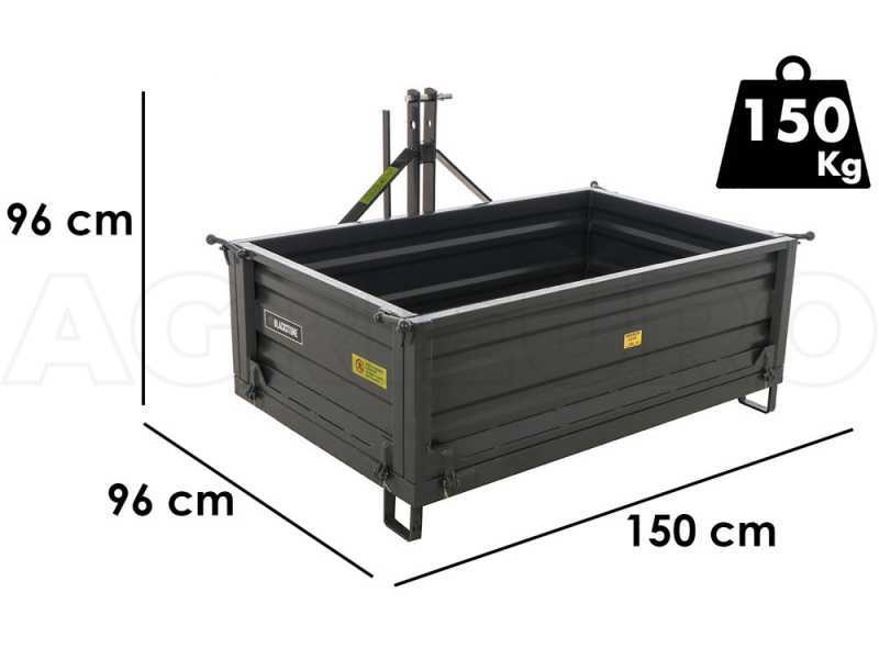 Heckcontainer Blackstone B-TB 140 f&uuml;r Traktoren - Kippbar - 3 abnehmbare Bordw&auml;nde