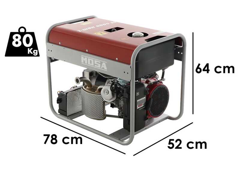 MOSA GE 5000 HBM-L AVR EAS - Benzin-Stromerzeuger 4.4 kW - 230V - Generator Made in Italy - Motor Honda iGX270