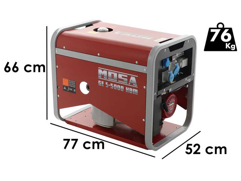 MOSA GE S-5000 HBM AVR - Benzin-Stromerzeuger mit AVR-Regelung 4.4 kW - Dauerleistung 3.6 kW - 230V