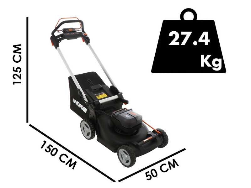 Akku-Rasenm&auml;her mit Radantrieb WORX NITRO WG749E - 2x20V/4Ah - 46 cm Schnittbreite