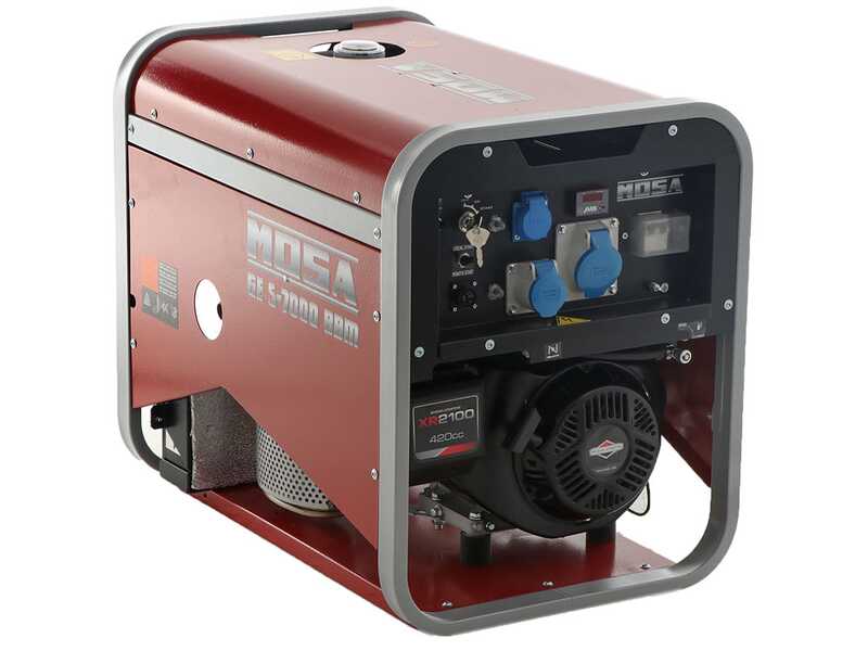 MOSA GE S-7000 BBM AVR EAS - Benzin-Stromerzeuger mit AVR-Regelung und Elektrostarter 6.5 kW - Dauerleistung 5.4 kW - 230V - Motor B&amp;S XR2100