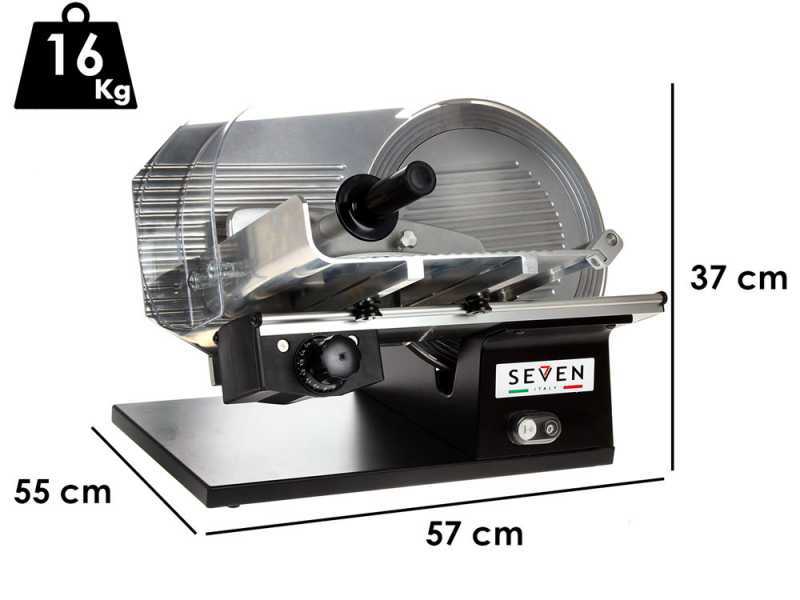 Aufschnittmaschine Seven Italy PS 300 PRO BLACK - Messer 300 mm - Schleifaufsatz im Lieferumfang