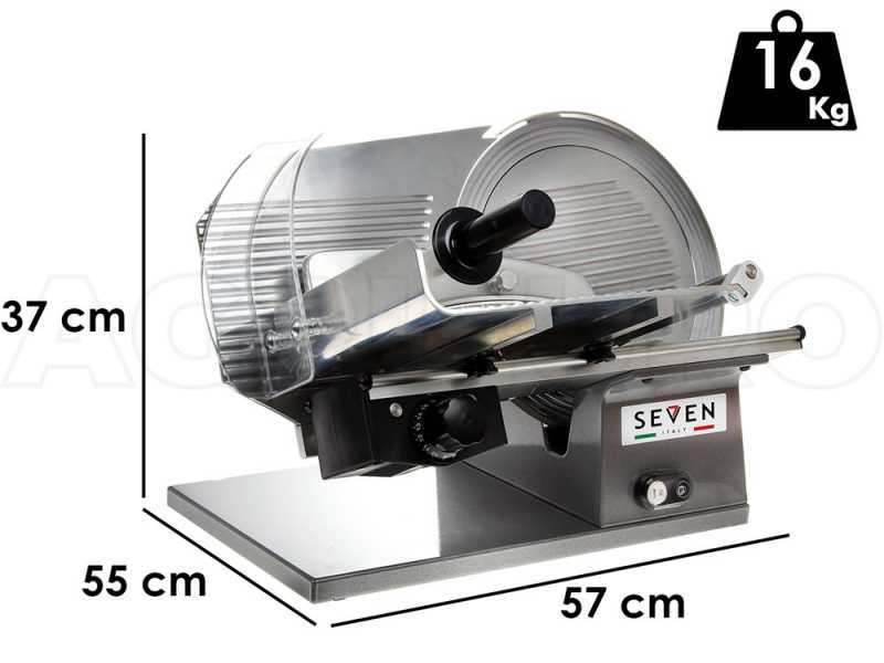 Aufschnittmaschine Seven Italy PS 300 PRO SILVER - Messer 300 mm - Schleifaufsatz im Lieferumfang