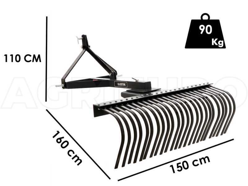 Traktorrechen Blackstone B-LRK 150 mit Dreipunktaufh&auml;ngung