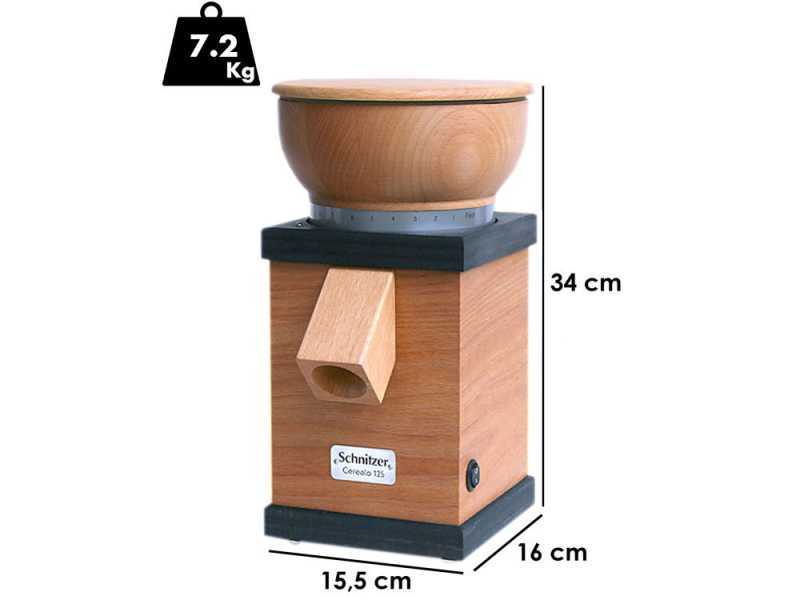 Getreidem&uuml;hle Schnitzer Cerealo 125 - 2 kg Getreide in einem Vorgang - 360 Watt Motor