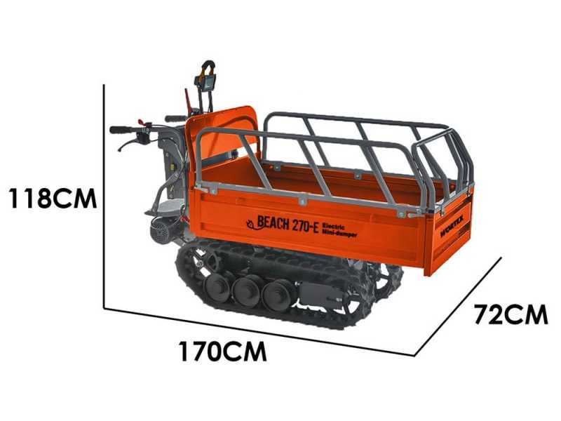 Wortex Beach 270E - Akkubetriebene Raupendumper mit ausziehbarer Mulde  - 450 kg Tragf&auml;higkeit