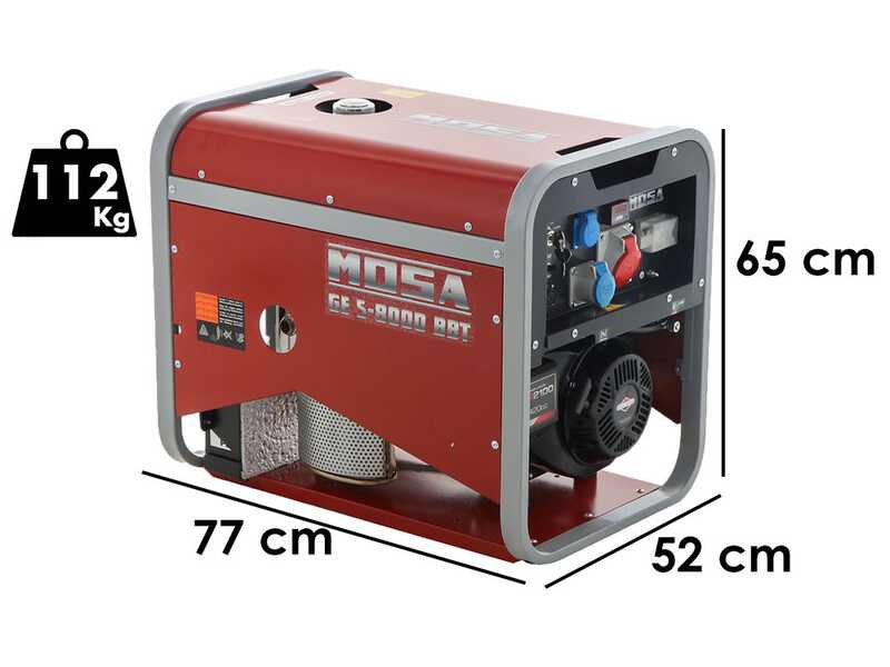 MOSA GE S-8000 BBT AVR EAS - Benzin-Stromerzeuger mit AVR-Regelung 6.4 KW - Dauerleistung 5.6 kW - 400V + ATS