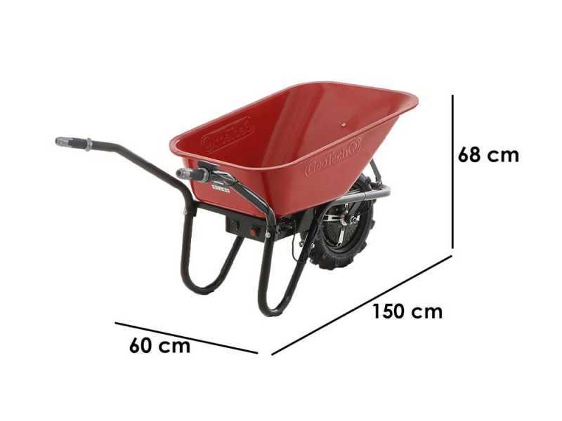 GeoTech CAR 150A - Akku-Schubkarre mit Traktorreifen - Akku 24V/12Ah
