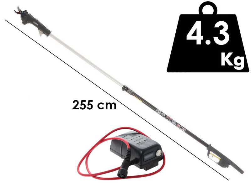 Zanon Tiger SL 38 - Elektrische Baumschere auf Teleskopschaft - 50.4V 3.2Ah - 175/255 cm