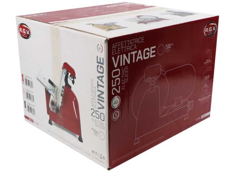 RGV Vintage 250 rot - Aufschnittmaschine mit geh&auml;rtetem Messer 250mm - 140 W