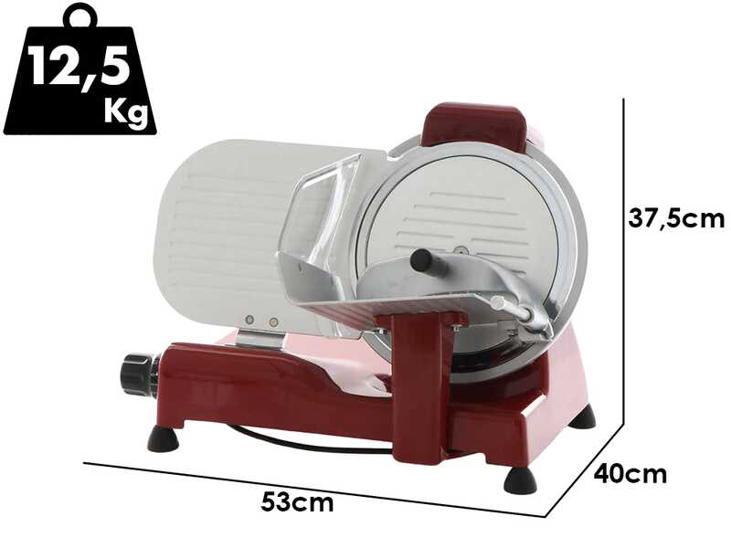 RGV Vintage 250 rot - Aufschnittmaschine mit geh&auml;rtetem Messer 250mm - 140 W