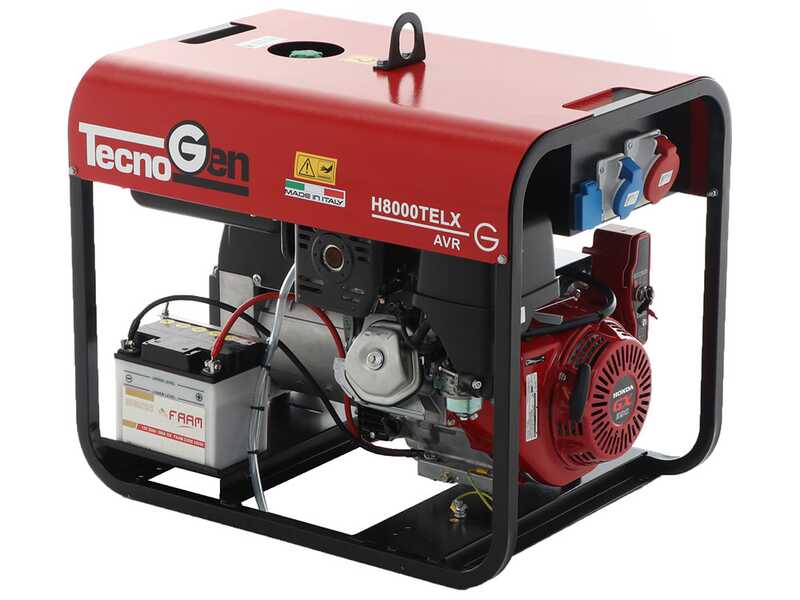 TecnoGen H8000TELX - Benzin-Stromerzeuger mit Elektrostarter 6 kW - Dauerleistung 5.4 kW - 400V