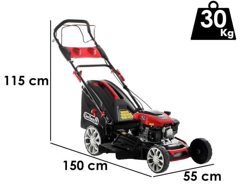 Benzin Rasenm&auml;her mit Radantrieb GeoTech S51-170 BMSGW - 4 in 1 - Messer 51 cm