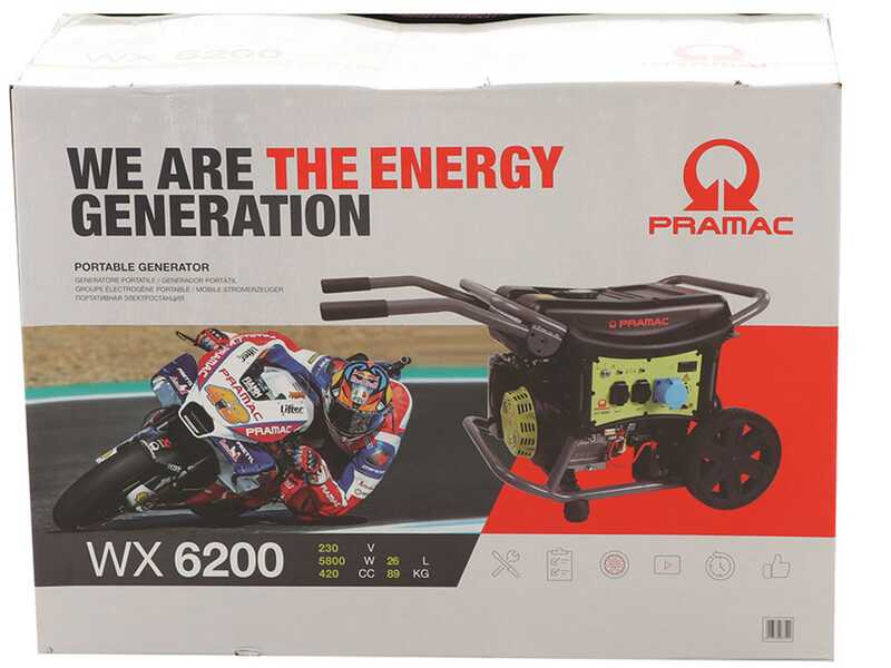 Pramac WX 6200 ES - Benzin-Stromerzeuger auf R&auml;dern 5.8 kW - Dauerleistung 5.3 kW - 230V