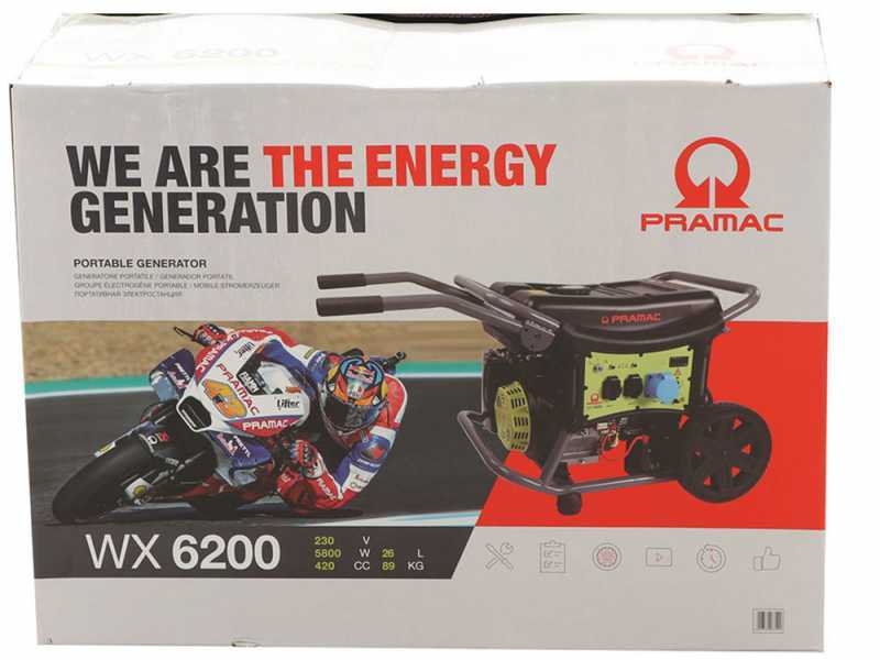 Pramac WX 6200 ES - Benzin-Stromerzeuger auf R&auml;dern 5.8 kW - Dauerleistung 5.3 kW - 230V + ATS