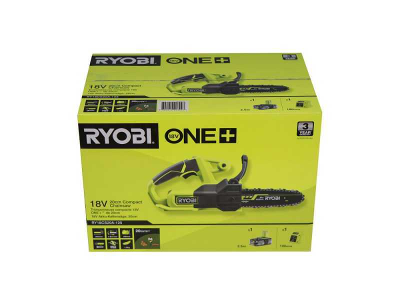 Kompakte Elektro-Kettens&auml;ge RYOBI RY18CS20A-125 - 18V - 2.5Ah - Schwertl&auml;nge 20 cm