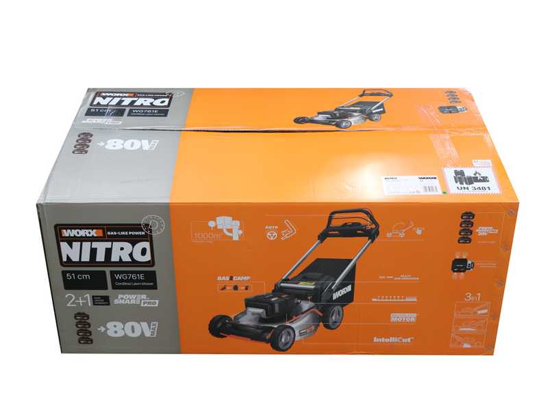 Akku-Rasenm&auml;her WORX NITRO WG761E - 80V / 4Ah - 51 cm Schnittbreite, mit Radantrieb