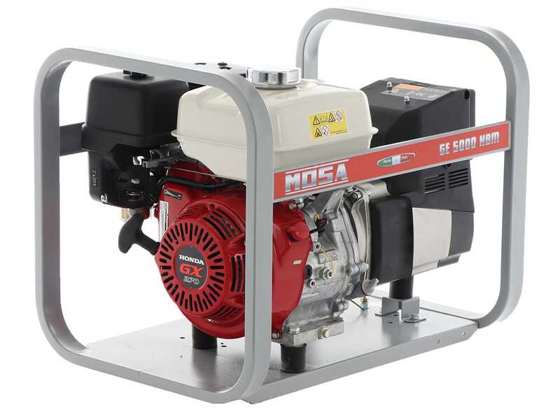 MOSA GE 5000 HBM AVR- Benzin-Stromerzeuger mit AVR-Regelung 4.5 kW - Dauerleistung 3.6 kW - 230V - Honda Motor GX270