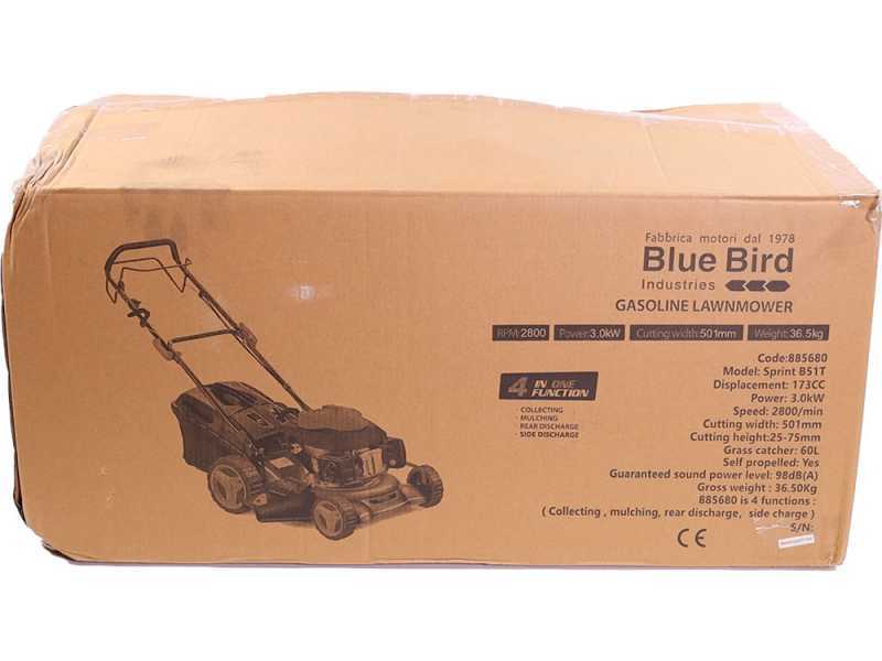 Benzin-Rasenm&auml;her mit Radantrieb Blue Bird Sprint B51 T - 4 in 1 - Messer  51 cm