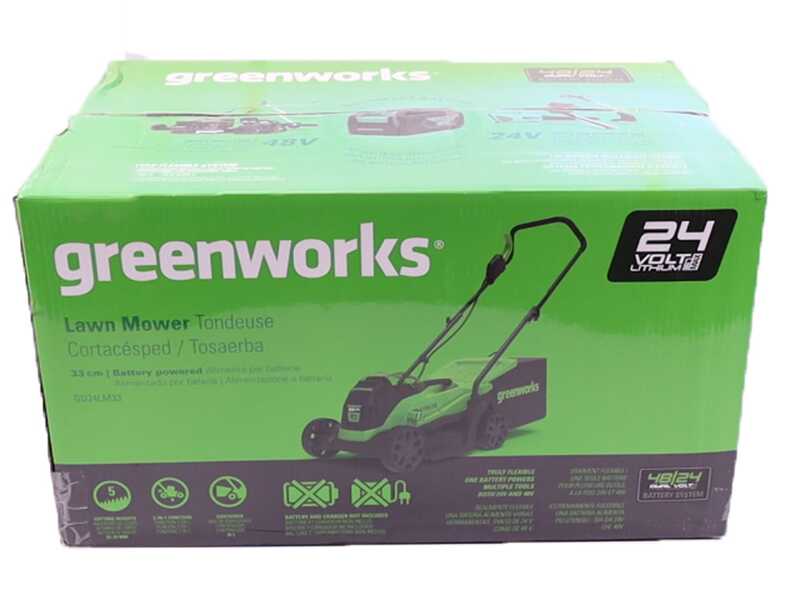 Elektrischer Akku-Rasenm&auml;her Greenworks GD24LM33 24V - 33 cm - Akku 4Ah