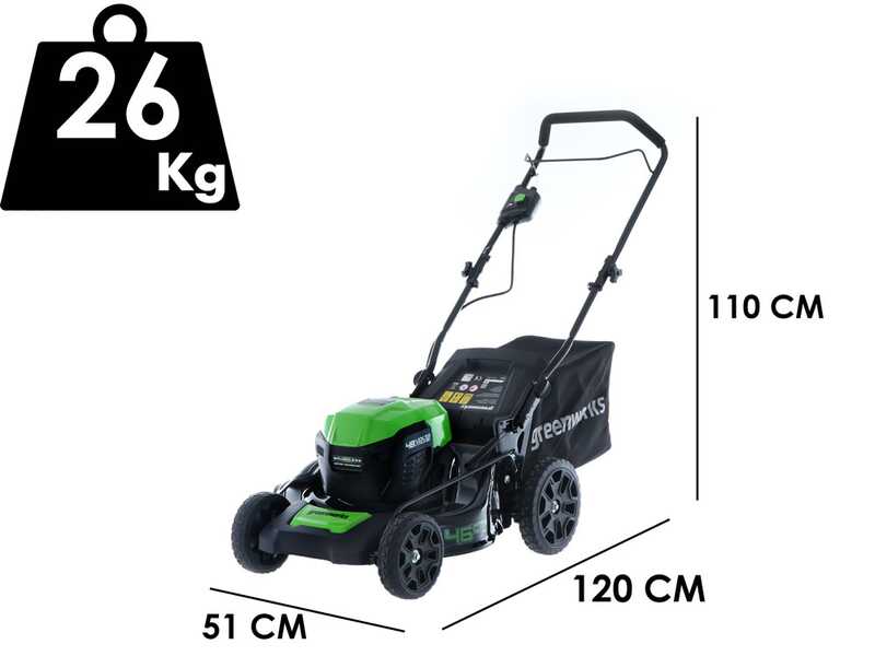 Elektrischer Akku-Rasenm&auml;her Greenworks GD48LM46 48V - 46 cm - Akku 4Ah