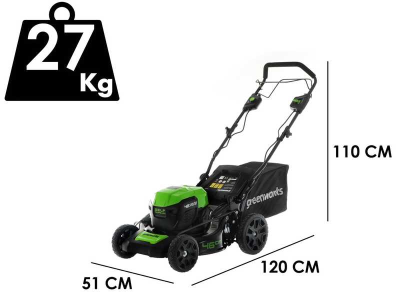 Akku-Rasenm&auml;her Greenworks GD48LM46SP 48V - SOLO - OHNE AKKUS UND LADEGER&Auml;T