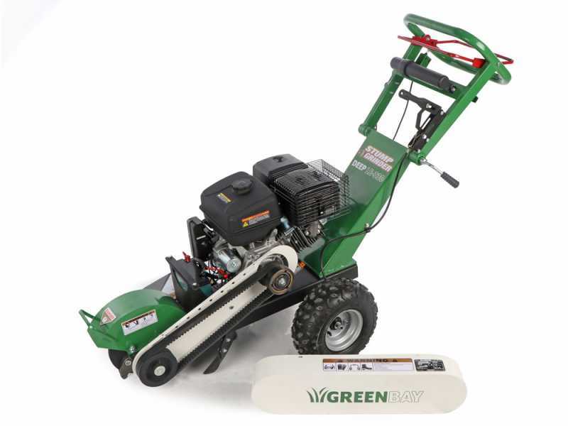 GreenBay Deep LE-330 - Baumstumpffr&auml;se - Loncin-Motor 420 ccm mit E-Starter - Schneideger&auml;t mit 8 Wolframkarbidh&auml;mmern
